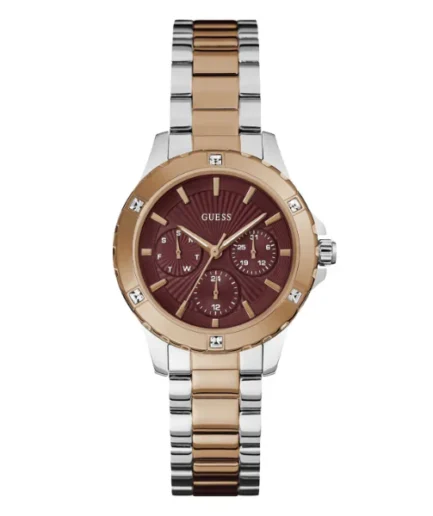 Guess Mist Two-tone Stainless Steel Burgundy Dial Quartz Watch for Ladies – GW0723L2