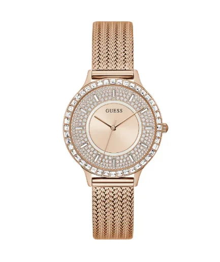 Guess Soiree Rose Gold Stainless Steel Rose Gold Dial Quartz Watch for Ladies – GW0402L3