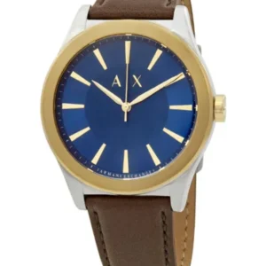 Armani Exchange Nico Brown Leather Strap Blue Dial Quartz Watch for Gents – AX2334