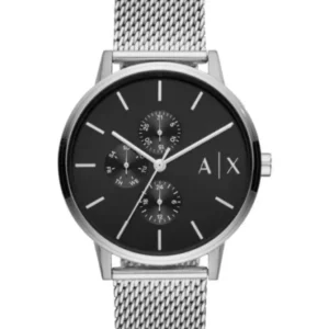 Armani Exchange Cayde Silver Mesh Bracelet Black Dial Quartz Watch for Gents – AX2714