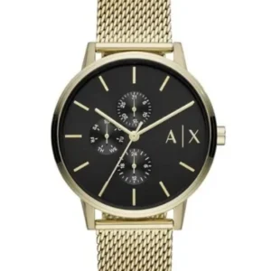 Armani Exchange Cayde Gold Mesh Bracelet Black Dial Quartz Watch for Gents – AX2715