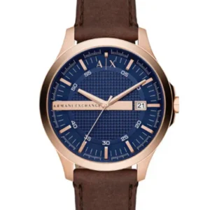 Armani Exchange Brown Leather Strap Blue Dial Quartz Watch for Gents – AX2172