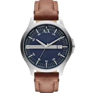 Armani Exchange Brown Leather Strap Blue Dial Quartz Watch for Gents – AX2133