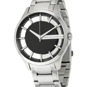 Armani Exchange Silver Stainless Steel Black Dial Quartz Watch for Gents – AX2179