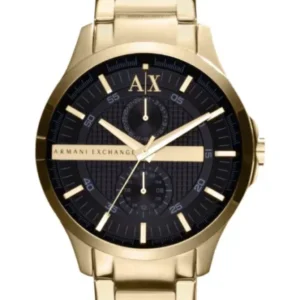 Armani Exchange Gold Stainless Steel Black Dial Quartz Watch for Gents – AX2122