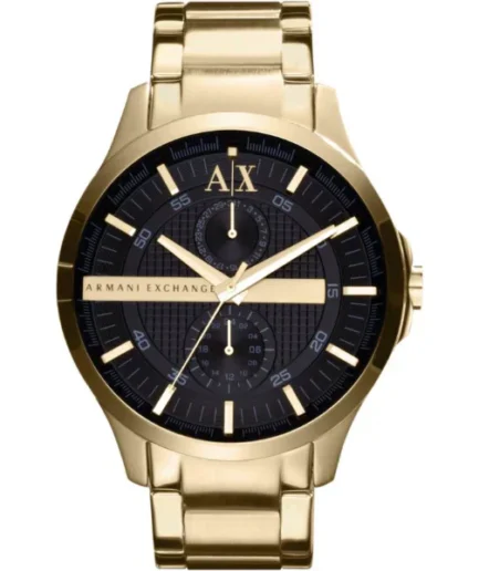 Armani Exchange Gold Stainless Steel Black Dial Quartz Watch for Gents – AX2122