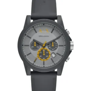 Armani Exchange Grey Silicone Strap Grey Dial Chronograph Quartz Watch for Gents – AX7123