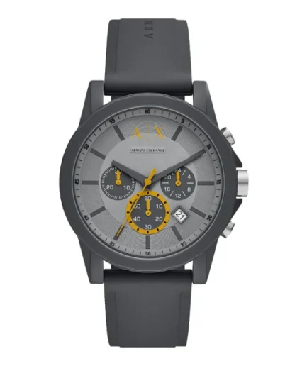 Armani Exchange Grey Silicone Strap Grey Dial Chronograph Quartz Watch for Gents – AX7123