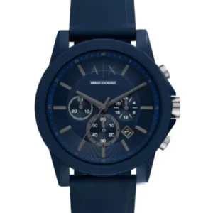 Armani Exchange Blue Silicone Strap Blue Dial Chronograph Quartz Watch for Gents – AX7128