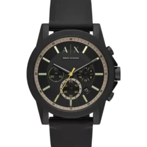 Armani Exchange Outerbanks Black Silicone Strap Black Dial Chronograph Quartz Watch for Gents – AX1343