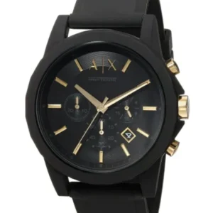 Armani Exchange Black Silicone Strap Black Dial Chronograph Quartz Watch for Gents – AX7105