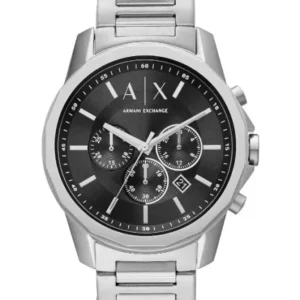 Armani Exchange Silver Stainless Steel Black Dial Chronograph Quartz Watch for Gents – AX1720