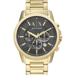 Armani Exchange Gold Stainless Steel Black Dial Chronograph Quartz Watch for Gents – AX1721
