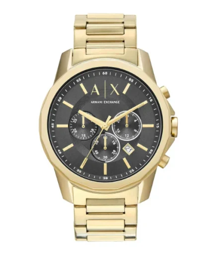 Armani Exchange Gold Stainless Steel Black Dial Chronograph Quartz Watch for Gents – AX1721
