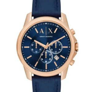 Armani Exchange Blue Leather Strap Blue Dial Chronograph Quartz Watch for Gents – AX1723