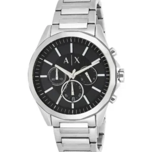 Armani Exchange Silver Stainless Steel Black Dial Chronograph Quartz Watch for Gents – AX2600