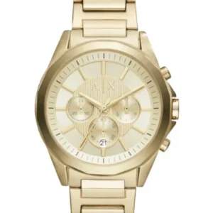 Armani Exchange Gold Stainless Steel Gold Dial Chronograph Quartz Watch for Gents – AX2602