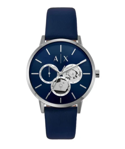 Armani Exchange Blue Leather Strap Blue Dial Quartz Watch for Gents – AX2746