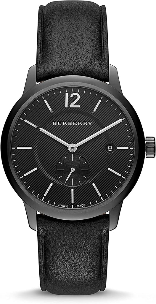 Burberry The Classic Black Leather Strap Black Dial Quartz Watch for Gents – BU10003 - Image 6