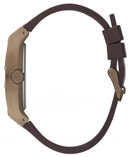 Guess Men’s Quartz Brown Silicone & Leather Strap Blue Dial 43mm Watch GW0202G2 - Image 2