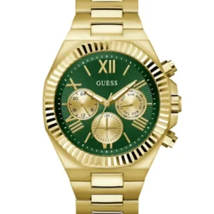 Guess Men’s Quartz Gold Stainless Steel Green Dial 44mm Watch GW0703G2