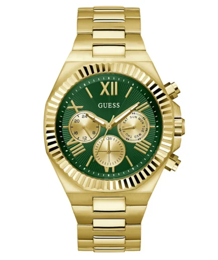 Guess Men’s Quartz Gold Stainless Steel Green Dial 44mm Watch GW0703G2