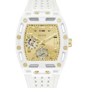 Guess Men’s Quartz White Silicone Strap Champagne Dial 42mm Watch GW0499G5