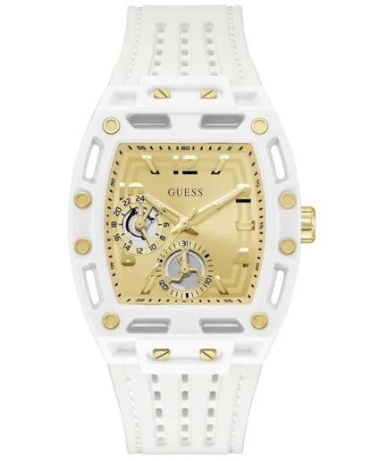 Guess Men’s Quartz White Silicone Strap Champagne Dial 42mm Watch GW0499G5