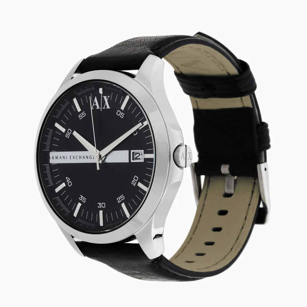Armani Exchange Black Leather Strap Black Dial Quartz Watch for Gents – AX2101 - Image 5