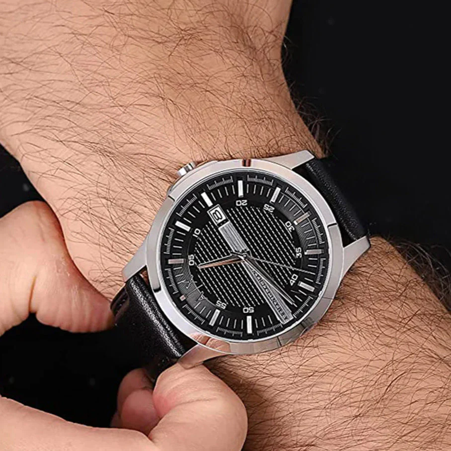 Armani Exchange Black Leather Strap Black Dial Quartz Watch for Gents – AX2101 - Image 2