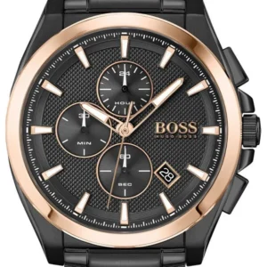 HUGO BOSS Grandmaster Black Stainless Steel Black Dial Chronograph Quartz Watch for Gents – 1513885