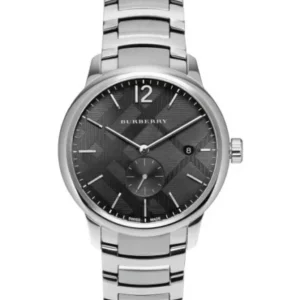 Burberry Silver Stainless Steel Black Dial Quartz Watch for Gents – BU10005