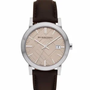 Burberry Heritage Brown Leather Strap Beige Dial Quartz Watch for Gents – BU1777