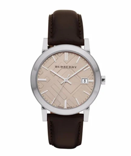 Burberry Heritage Brown Leather Strap Beige Dial Quartz Watch for Gents – BU1777