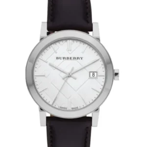Burberry Black Leather Strap silver Dial Quartz Watch for Gents – BU9008