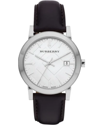 Burberry Black Leather Strap silver Dial Quartz Watch for Gents – BU9008