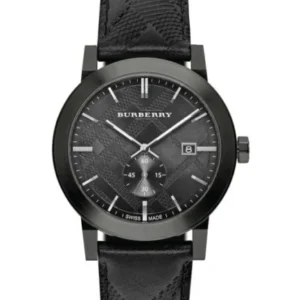 Burberry Black Leather Strap Black Dial Quartz Watch for Gents – BU9906