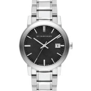 Burberry The City Silver Stainless Steel Black Dial Quartz Watch for Gents – BU9001