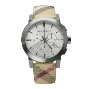 Burberry Multicolor Leather Strap Silver Dial Chronograph Quartz Watch for Gents – BU9357