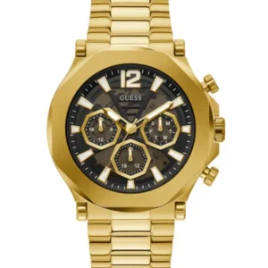 Guess Men’s Quartz Gold Stainless Steel Black Dial 46mm Watch GW0539G2