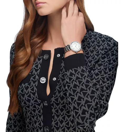 Michael Kors Parker Lux Silver Stainless Steel Mother Of Pearl Dial Quartz Watch for Ladies – MK-4694 - Image 2