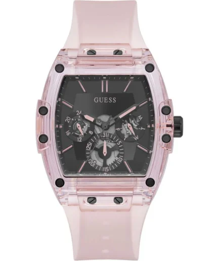 Guess Men’s Quartz Pink Silicone Strap Black Dial 43mm Watch GW0032G1