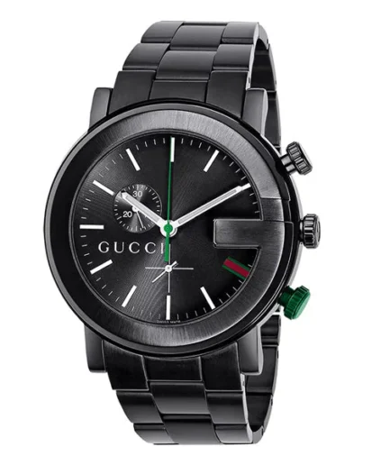 Gucci 101 G-Chrono Black Stainless Steel Black Dial Quartz Watch for Gents- GUCCI YA101331