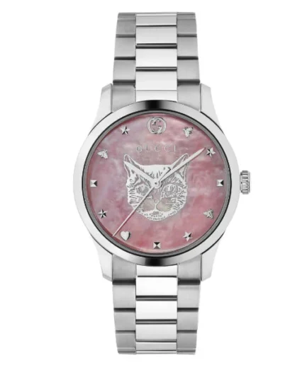 Gucci G-Timeless Iconic Silver Stainless Steel Pink Mother of Pearl Dial Quartz Unisex Watch – GUCCI YA 1264166