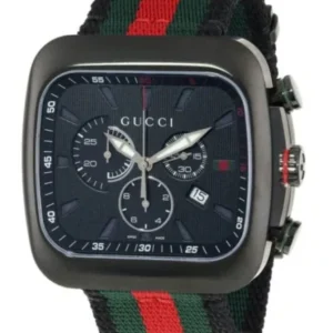 Gucci Coupe Black Red and Green Nato Black Dial Chronograph Quartz Watch for Gents – YA131202