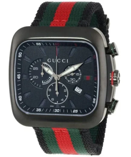 Gucci Coupe Black Red and Green Nato Black Dial Chronograph Quartz Watch for Gents – YA131202