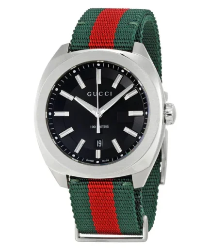 Gucci Green and Red Nato Black Dial Quartz Unisex Watch – YA142305