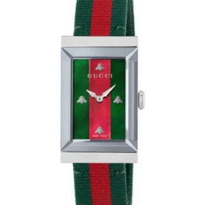 Gucci G-Frame Two-tone Nylon Mother of Pearl Dial Quartz Watch for Ladies- GUCCI YA147404