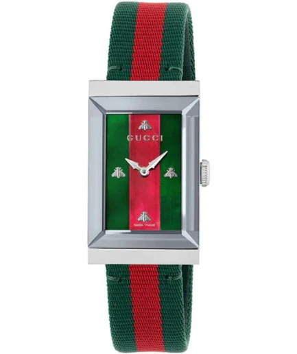 Gucci G-Frame Two-tone Nylon Mother of Pearl Dial Quartz Watch for Ladies- GUCCI YA147404