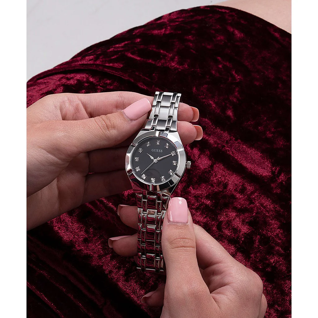 Guess Silver Stainless Steel Black Dial Quartz Watch for Ladies – GW0114L1 - Image 2